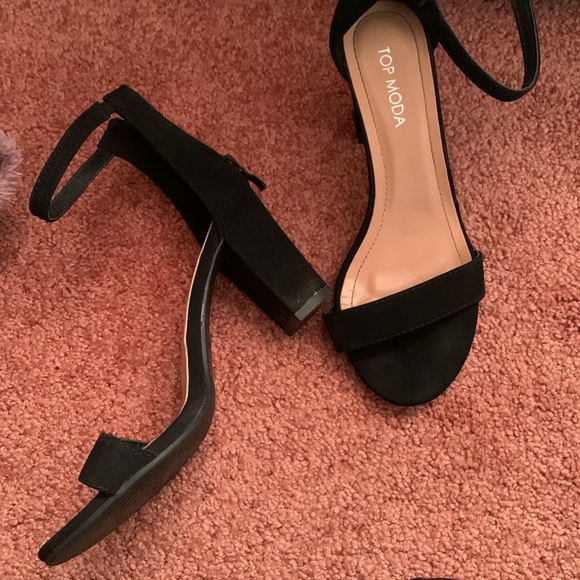 black 3 inch strap high heels - Picture 3 of 4
